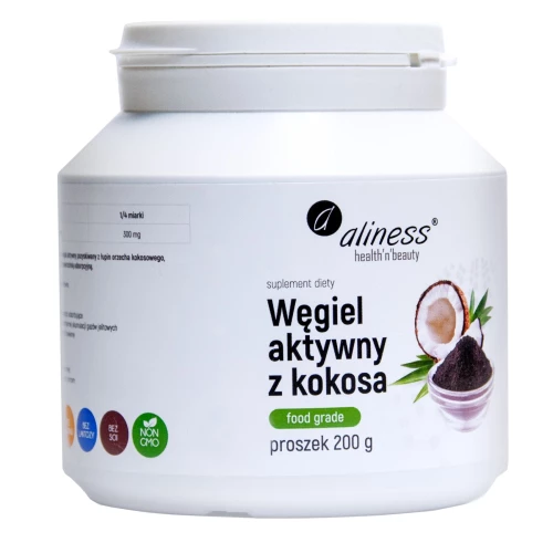 Aliness - Węgiel aktywny z kokosa " FOOD GRADE" - 200 g